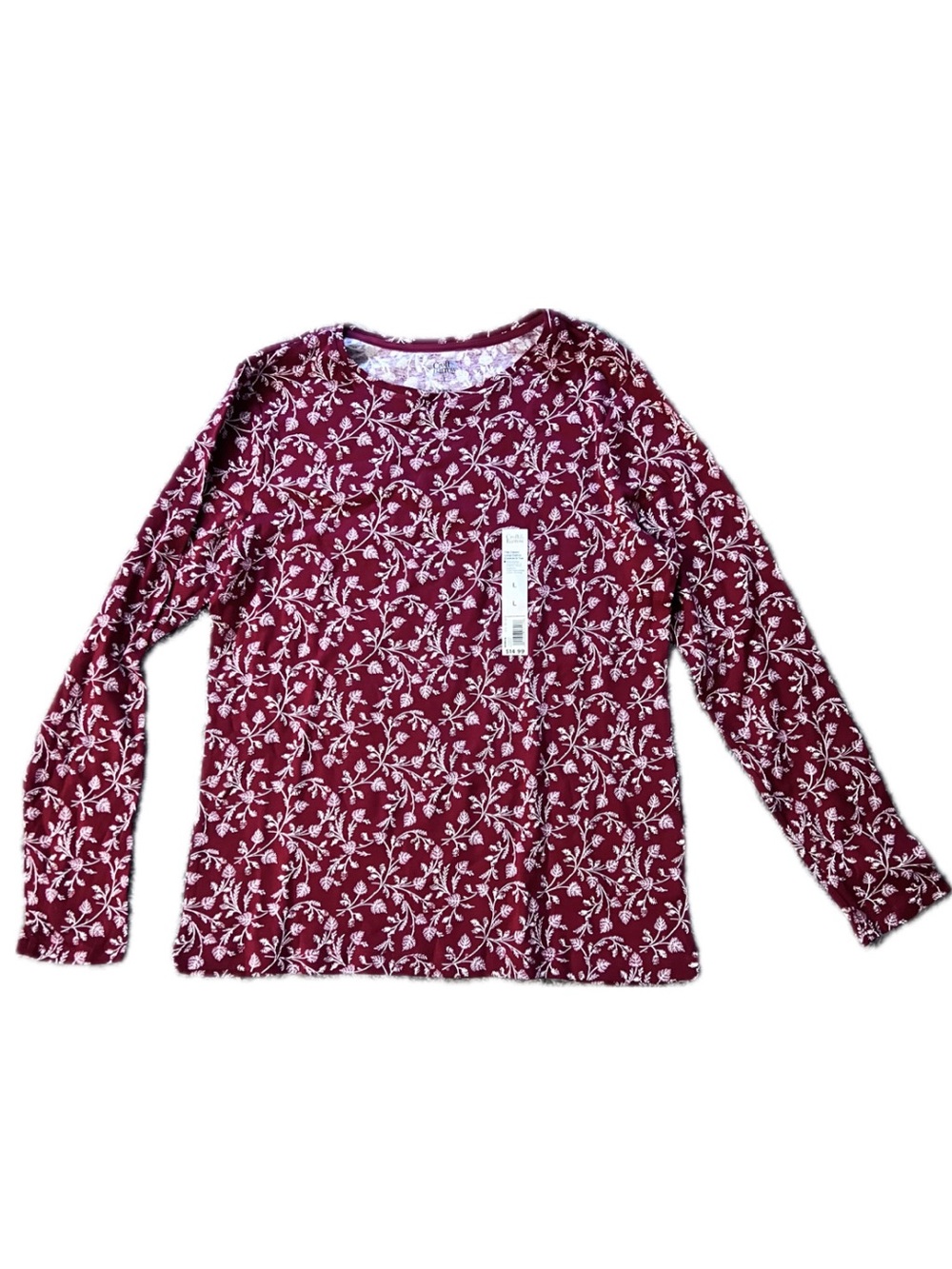 New Croft & Barrow Red Floral Longsleeve Shirt